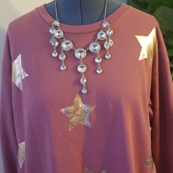 🍃🌺BUYONEGETONE $5 Sweatshirts Metallic Stars🌺🍃 - Picture 2 of 8